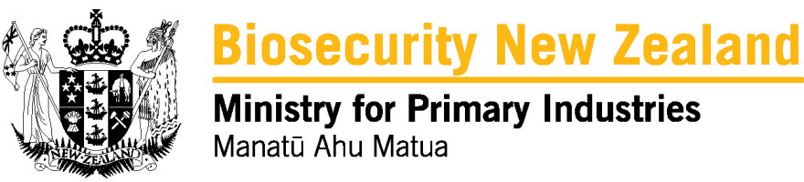 Biosecurity New Zealand - Crest Logo - yellow & black text